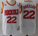 Houston Rockets Clyde Drexler #22 white throwback nba jerseys-S8