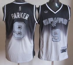 San Antonio Spurs PARKER 9# Grey black NBA limited Jerseys