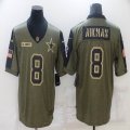 Nike Dallas cowboys #8 Troy Aikman green 2021 Salute to Service Limited Jersey