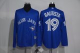 Toronto Blue Jays #19 Jose Bautista blue long sleeves Majestic baseball Jersey