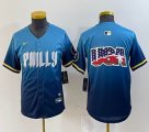 Youth Nike Philadelphia Phillies blank blue majestic baseball jerseys city version 04