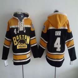 2015 Boston Bruins #4 Bobby Orr Black yellow NHL Hooded Sweatshirt