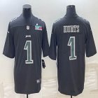 2023 NFL Super Bowl Nike Philadelphia Eagles #1 Jalen Hurts black Color Rush Limited Jersey 01