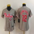 Youth Nike Philadelphia Phillies #12 Schwarber gray baseball jersey