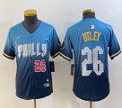 Youth Nike Philadelphia Phillies #26 Utley blue majestaic baseball jersey city version 01