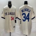 Nike Los Angeles Dodgers #34 Fernando Valenzuela beige fashion majestic baseball Jerseys-BD 01