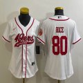 Youth Nike 49ers #80 Jerry Rice white baseball jerseys Joint name-BD