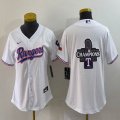 Women Nike Texas Rangers blank white majestic baseball jerseys with champions patch