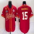 Nike Kansas City Chiefs #15 Patrick Mahomes red baseball jerseys Joint name with C Patch-BD