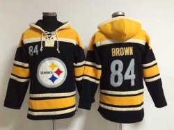 Pittsburgh Steelers #84 Antonio Brown black yellow nfl Hooded Sweatshirt