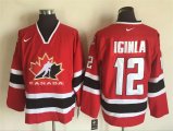 2002 Olympic Version #12 Jarome Iginla Red Black NHL Throwback Jerseys