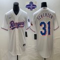 2023 Champions Nike Texas Rangers #31 Max Scherze white majestic baseball jerseys