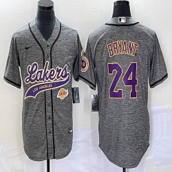 Nike Los Angeless Lakers #24 Kobe Bryant Hemp grey baseball jerseys Joint name-BD 02