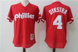 Philadelphia Phillies #4 Dykstra red throwback baseball jersey