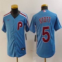 Youth Nike Philadelphia Phillies #5 Bryson Stott skyblue majestic baseball jerseys 02