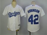 Youth Los Angeles Dodgers #42 Jackie Robinson white majestic Baseball Jerseys