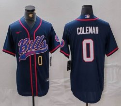 Nike Buffalo Bills #0 Keon Coleman dark blue baseball jersey Joint Name 01