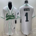 Nike Eagles #1 Jalen Hurts white baseball jerseys Joint name-BD