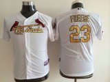 St Louis Cardinals David Freese #23 white kid mlb jersey(Golden Letter)