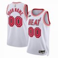 Customized Miami Heat white throwback basketball jerseys