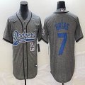 Nike Los Angeles Dodgers #7 Julio Urias Hemp Gray majestic baseball Jerseys Joint name 02