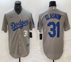 New Los Angeles Dodgers #31 Tyler Glasnow gray majestic baseball jerseys 08