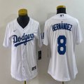 Youth Nike Los Angeles Dodgers #8 Enrique Hernandez white majestic baseball jerseys