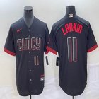 Nike Cincinnati Reds #11 Barry Larkin black majestic baseball jerseys Joint name-BD 02