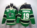 reebok San Jose Sharks Joe Thornton 19 green NHL hooded sweatshirt