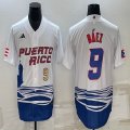 Puerto Rico #9 Baseball Javier Báez White 2023 World Baseball Classic Replica Player Jersey 02