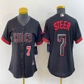 Youth Nike Cincinnati Reds #7 Steer black majestic baseball jerseys -BD 02