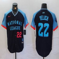 National League #22 Christian Yelich Nike Navy 2024 MLB All-Star Game Limited Player Jersey 01