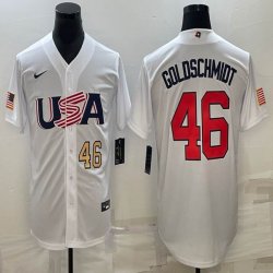 2023 World Cup #46 Paul Goldschmidt white USA majestic baseball jerseys 03