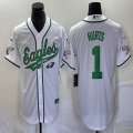 Nike Philadelphia Eagles #1 Jalen Hurts white baseball jerseys Joint name-BD 01