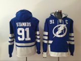 2017 Tampa Bay Lightning 91# stamkos blue nhl Hooded Sweatshirt