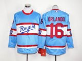 kansas city royals #16 Orlando skyblue mlb long sleeves baseball jersey