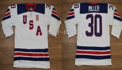 NHL Hockey Jersey Team USA Olympic #30 Miller white Jerseys