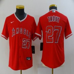 Youth Nike Los Angeles Angels #27 Mike Trout red majestic baseball jersey-BD