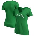 Los Angeles Chargers Fanatics Branded Women's St. Patrick's Day White Logo Slim Fit V-Neck T-Shirt - Kelly Green