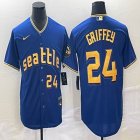 Nike Seattle Mariners #24 Ken Griffey Jr. blue majestic mlb jersey city version-BD 02