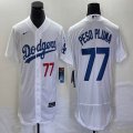 Nike Los Angeles Dodgers #77 Peso Pluma white Flexbase Authentic Collection Jersey 01