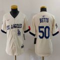 Youth Nike Los Angeles Dodgers #50 Mookie Betts beige fashion majestic baseball Jerseys-BD 04