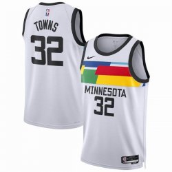 Nike Minnesota Timberwolves #32 Karl-Anthony Towns white basketball jersey city version