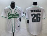 Nike Philadelphia Eagles #26 Saquon Barkley white baseball jerseys Joint name-BD