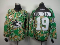 Reebok San Jose Sharks 19 Joe Thornton Green camo nhl Jersey