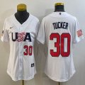 Youth 2023 World Cup #30 Kyle Tucker white USA majestic baseball jerseys 06