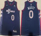 Nike Philadelphia 76ers #0 Tyrese Maxey dark blue basketball Jerseys city version -XD