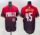 Nike Philadelphia Phillies #45 Zack Wheeler red majestic baseball jersey city version 03