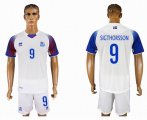 2018 World cup Iceland team #9 SIGTHORSSON White soccer jersey away