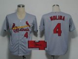 St.Louis Cardinals #4 Yadier Molina gray MLB signature Jersey